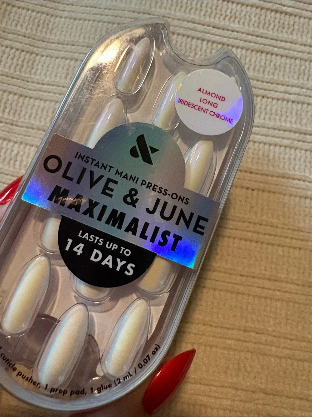 Olive & June Almond Long Iridescent Chrome Press-On Nails